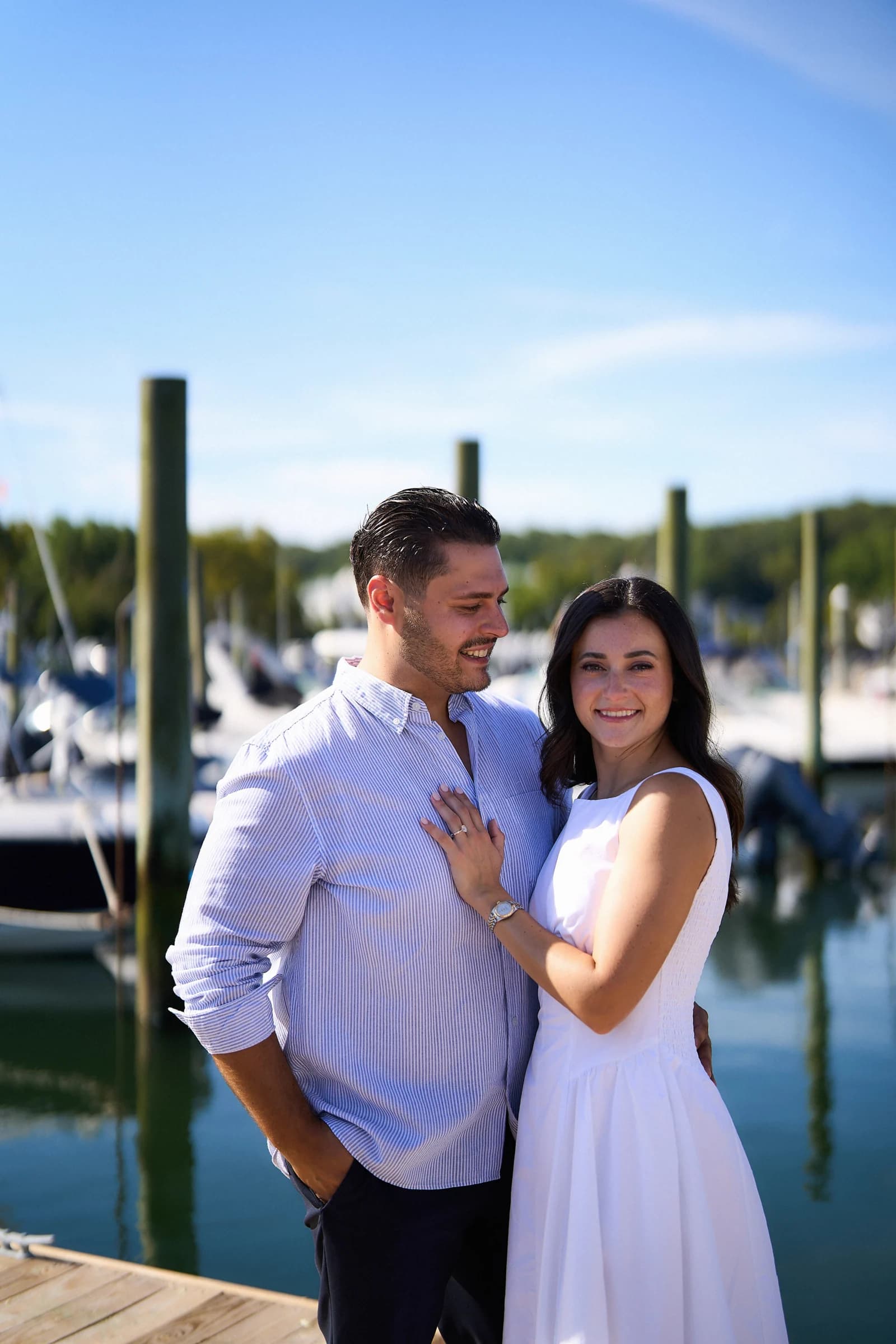 Elizabeth and Rocco on the dock at Port Jefferson Harbor